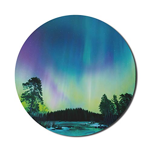 FJAUOQ Aurora Borealis Mauspad für Computer, Himmel über See, umgeben von Wäldern, Hemisphärendruck, rundes, rutschfestes, Dickes, modernes Gaming-Mauspad aus Gummi, 20,3 cm rund FJAUOQ Aurora Borealis Mauspad für Computer, Himmel über See, umgeben von Wäldern, Hemisphärendruck, rundes, rutschfestes, Dickes, modernes Gaming-Mauspad aus Gummi, 20,3 cm rund von FJAUOQ