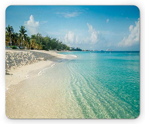Insel-Mauspad, weißer Korallensand, Seven Mile Beach auf Grand Cayman Island, Kunstdruck, rechteckiges, rutschfestes Gummi-Mousepad Insel-Mauspad, weißer Korallensand, Seven Mile Beach auf Grand Cayman Island, Kunstdruck, rechteckiges, rutschfestes Gummi-Mousepad von FJAUOQ
