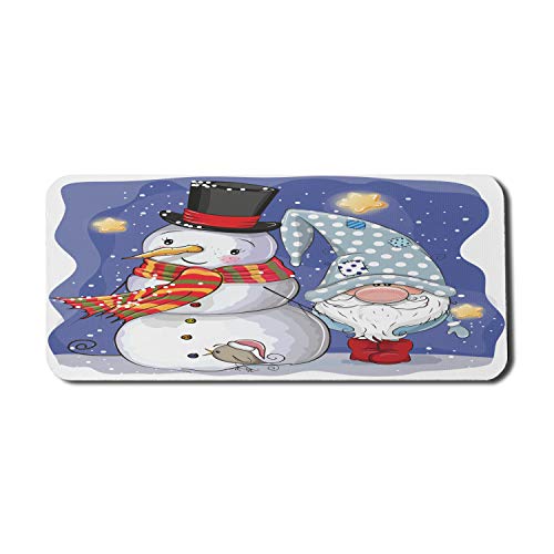 Weihnachts-Computer-Mauspad, Schneemann und lustiger Gnom, buntes Cartoon-Design, Schnee, Sternennacht, rechteckiges, rutschfestes Gummi-Mousepad, 16 x 35,5 Zoll Weihnachts-Computer-Mauspad, Schneemann und lustiger Gnom, buntes Cartoon-Design, Schnee, Sternennacht, rechteckiges, rutschfestes Gummi-Mousepad, 16 x 35,5 Zoll von FJAUOQ