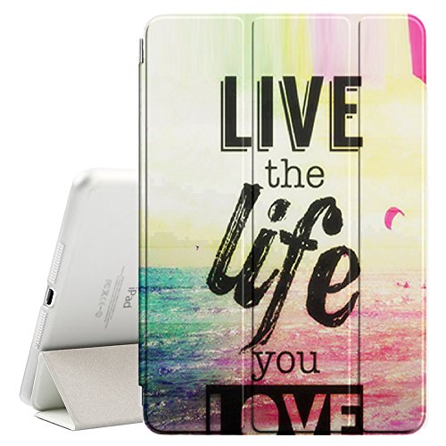 FJCases Lebe Liebe Lache Englisches Zitat Smart Cover Tablet-Schutzhülle Hülle Tasche + Auto aufwachen/Schlaf Funktion für Apple iPad Mini 4 von FJCases