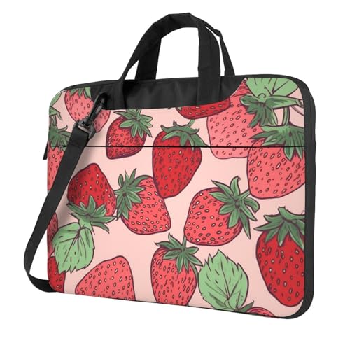 Laptophülle mit Erdbeermuster, 39,6 cm (15,6 Zoll), stoßfest, schützende Notebookhülle, tragbare Laptoptasche, wasserdichte Aktentasche, Tasche für Männer und Frauen von FJWSLCH