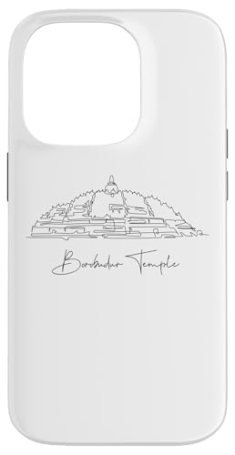 Borobudur Lineart: Elegantes Denkmal-Design Hülle für iPhone 14 Pro von FK12