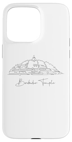Borobudur Lineart: Elegantes Denkmal-Design Hülle für iPhone 15 Pro Max von FK12