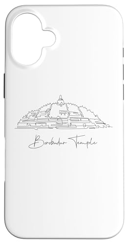 Borobudur Lineart: Elegantes Denkmal-Design Hülle für iPhone 16 Plus von FK12