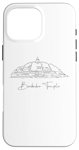 Borobudur Lineart: Elegantes Denkmal-Design Hülle für iPhone 16 Pro Max von FK12