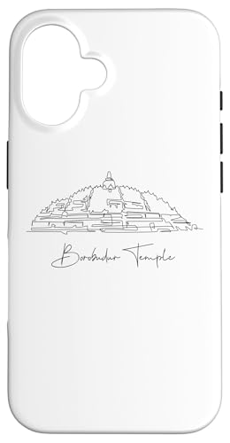 Borobudur Lineart: Elegantes Denkmal-Design Hülle für iPhone 16 von FK12