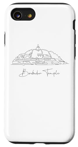 Borobudur Lineart: Elegantes Denkmal-Design Hülle für iPhone SE (2020) / 7 / 8 von FK12