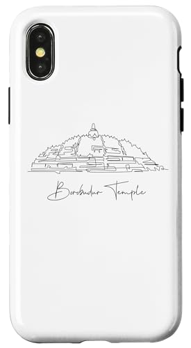 Borobudur Lineart: Elegantes Denkmal-Design Hülle für iPhone X/XS von FK12