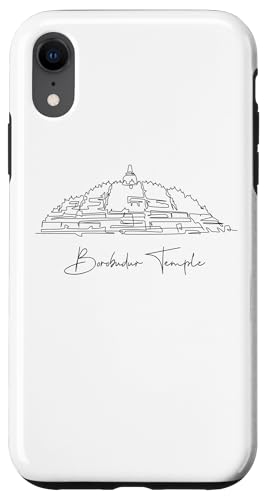 Borobudur Lineart: Elegantes Denkmal-Design Hülle für iPhone XR von FK12