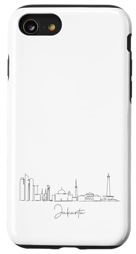Jakarta City Line: Minimalistische Urban Skyline Lineart Hülle für iPhone SE (2020) / 7 / 8 von FK12