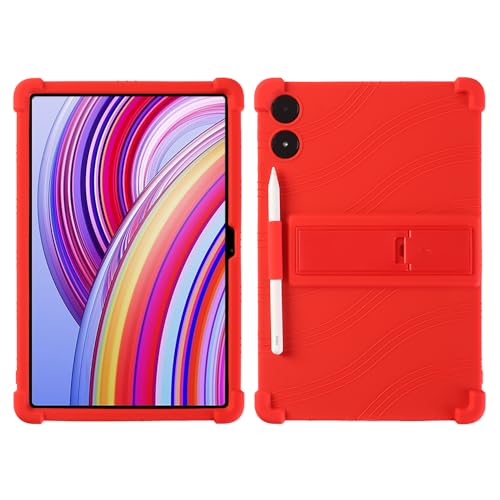 FKQLH Hülle für Redmi Pad Pro 12,1 Zoll, Stand Silikon kinderfreundliche Stoßfest Schützend Abdeckung Hüllen für Xiaomi Redmi Pad Pro 12,1 Zoll, Rot von FKQLH