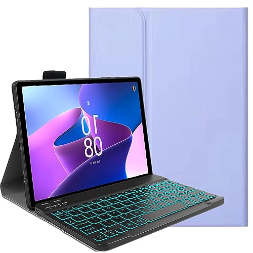 FKQLH Tastatur Hülle für Len-OVO Idea Tab Pro Tablet 12,7 Zoll mit 7-Farbe Tastatur Magnetische Kabelloser Bluetooth Abnehmbare [Deutsche QWERTZ] Schutzhülle, Blau von FKQLH