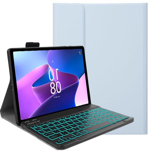 FKQLH Tastatur Hülle für Lenovo Tab M11 TB-330FU 11 Zoll mit 7-Farbe Tastatur Magnetische Kabelloser Bluetooth Abnehmbare [Deutsche QWERTZ] Schutzhülle, Blau von FKQLH