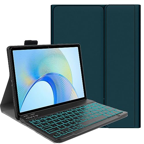 FKQLH Tastatur Hülle für Xiaomi Pad 6S Pro 12,4 Zoll mit 7-Farbe Tastatur Magnetische Kabelloser Bluetooth Abnehmbare [Deutsche QWERTZ] Schutzhülle, Grün von FKQLH