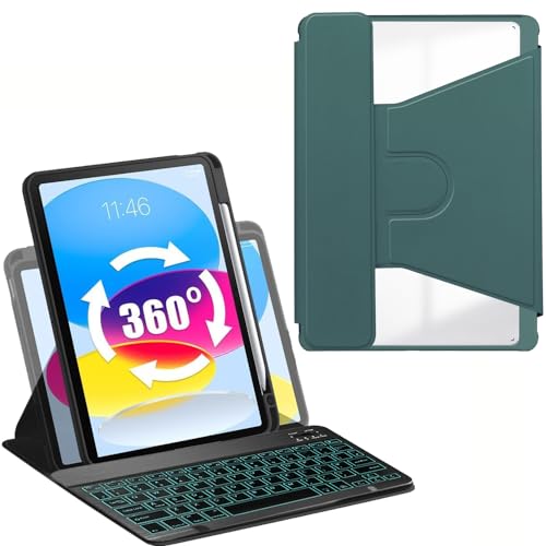 FKQLH Tastatur Hülle für Xiaomi Redmi Pad SE 2023 11 Zoll Tablet, [Deutsches QWERTZ] 360 Drehbare Abnehmbare Kabellose Tastatur mit 7 Farben, Grün von FKQLH