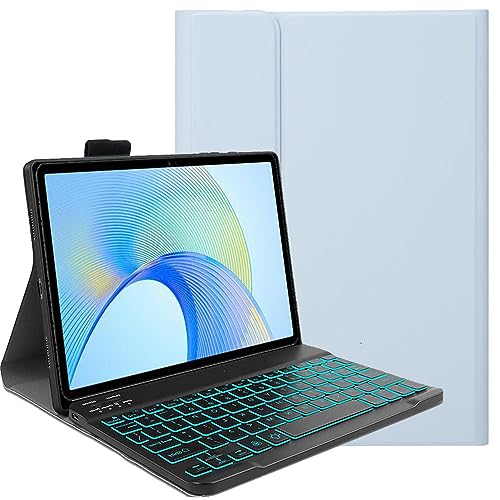 FKQLH Tastatur Hülle für iPad Pro 13 Zoll M4 2024 mit 7-Farbe Tastatur Magnetische Kabelloser Bluetooth Abnehmbare [Deutsche QWERTZ] Schutzhülle, Blau von FKQLH