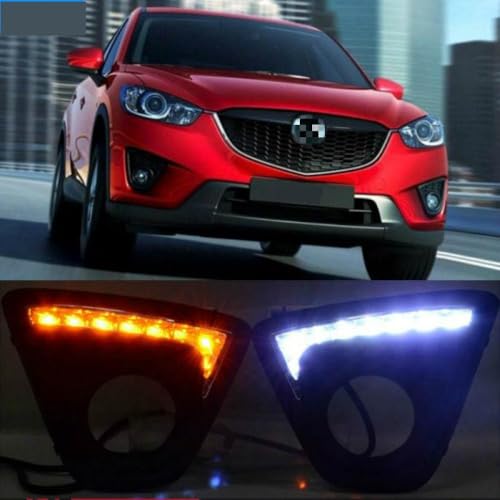 FKRTQIYN 2pcs 12V LED-Tagfahrlicht für Auto mit Nebellampe-Loch kompatibel mit CX-5-Modellen von 2012 bis 2016(White Yellow Blue) von FKRTQIYN