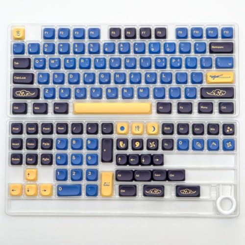 FKRTQIYN KBDIY 130 Korean PBT KOA Profile Keycap Set für mechanische Tastaturen MX Switch fünf Seiten Red Samurai Design(GMK Blue Samurai-KR) von FKRTQIYN