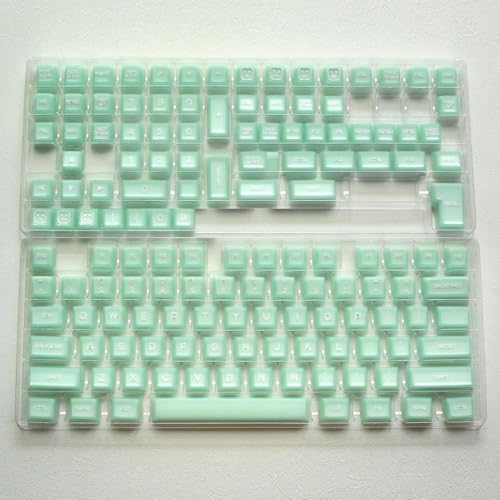 FKRTQIYN KBDIY 135 Green Translucent PBT Keycaps SA Profil Mechanische Tastaturen ISO Custom Double Shot(Cyan) von FKRTQIYN