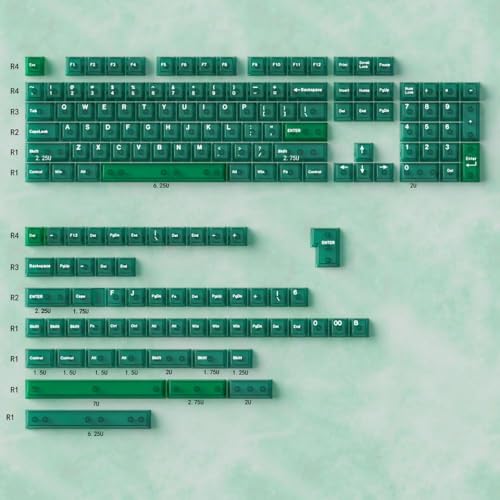 FKRTQIYN Smaragdgrüne Kristallschlüsselkaps mit weißer Schrift für Profile MX -mechanische Tastaturen von FKRTQIYN