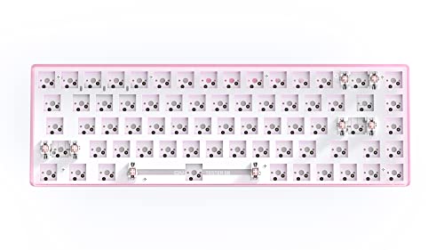 FKZ TESTER68 65% mechanische Tastatur-Set, drahtlos, Bluetooth 5.0/2.4G Empfänger-Modi, Hotswap-Schalter-Steckdose, Gehäuseplatte, PCB, 68 Tasten, Tastatur-Set (durchscheinend, rosa) von FKZ