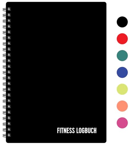 Fitness Logbuch Plastik-Cover Schwarz - undatiertes Workout-Tagebuch – A5-Format, dickes Papier, starke Bindung – stilvolles und minimalistisches Trainingstagebuch (Deutsch, Schwarz) von FL FITNESS LOGBOOK