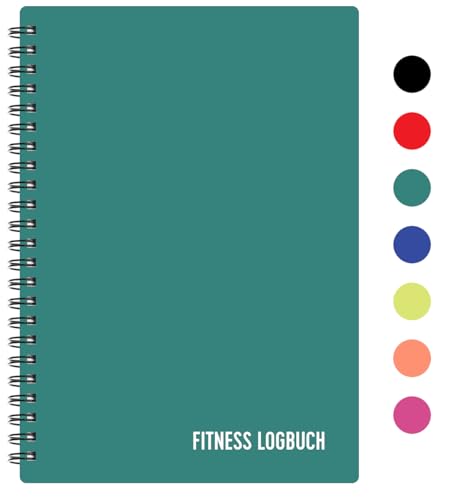 Fitness Logbuch Plastik-Cover Schwarz - undatiertes Workout-Tagebuch – A5-Format, dickes Papier, starke Bindung – stilvolles und minimalistisches Trainingstagebuch … (Deutsch, Grün) von FL FITNESS LOGBOOK