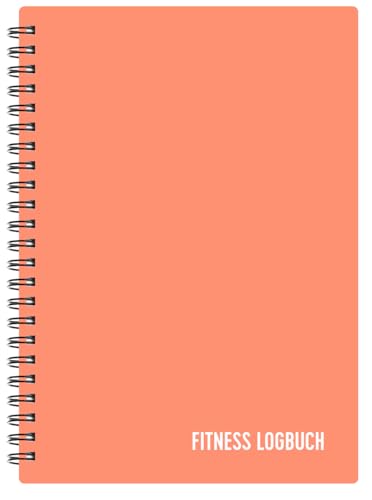 Fitness Logbuch Plastik-Cover Schwarz - undatiertes Workout-Tagebuch – A5-Format, dickes Papier, starke Bindung – stilvolles und minimalistisches Trainingstagebuch … (Deutsch, Pfirsich) von FL FITNESS LOGBOOK