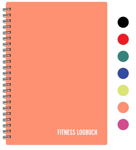 Fitness Logbuch Plastik-Cover Pfirsich - undatiertes Workout-Tagebuch – A5-Format, dickes Papier, starke Bindung – stilvolles und minimalistisches Trainingstagebuch von FL FITNESS LOGBOOK