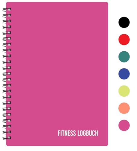 Fitness Logbuch Plastik-Cover Schwarz - undatiertes Workout-Tagebuch – A5-Format, dickes Papier, starke Bindung – stilvolles und minimalistisches Trainingstagebuch … (Deutsch, Rosa) von FL FITNESS LOGBOOK
