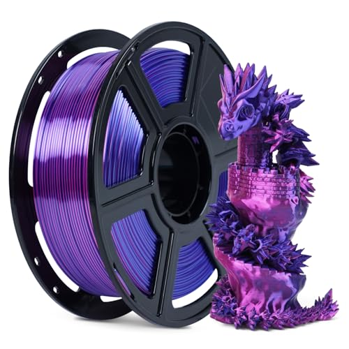 FLASHFORGE 3D-Drucker-Filament, Seide Zweifarbiges PLA Filament 1.75mm, 1KG Spule (2.2lbs), Maßgenauigkeit +/- 0.02mm für FDM 3D Drucker, Seidenstruktur & Ultra-Hochglanz (Blau-Rose) von FLASHFORGE