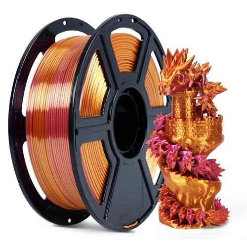 FLASHFORGE 3D-Drucker-Filament, Seide Zweifarbiges PLA Filament 1.75mm, 1KG Spule (2.2lbs), Maßgenauigkeit +/- 0.02mm für FDM 3D Drucker, Seidenstruktur & Ultra-Hochglanz (Gold-Rosa) von FLASHFORGE