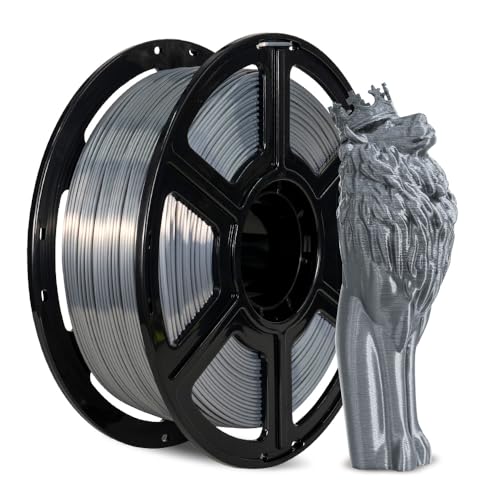 FLASHFORGE 3D-Drucker-Filament, Seiden-Filament 1,75 mm, 1 kg Spule, Maßgenauigkeit +/- 0,02 mm für FDM 3D-Drucker, Seidenstruktur und ultra-hoher Glanz (Silber) von FLASHFORGE