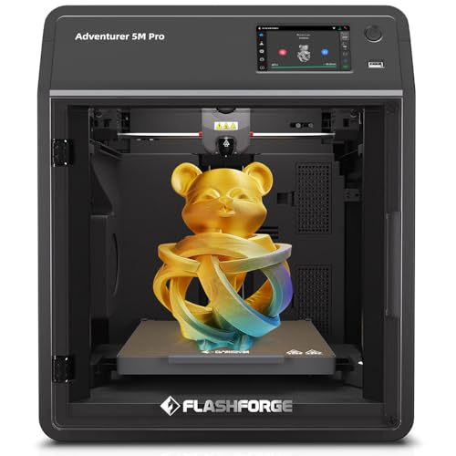 FLASHFORGE Adventurer 5M Pro 3D-Drucker 600mm/s Hochgeschwindigkeit, 1 Klick vollautomatische Nivellierung mit 0.4&0.6mm 280℃ Düsenbündel, Hilfskammerkühlung, geräuschloser Druck und Fernsteuerung von FLASHFORGE