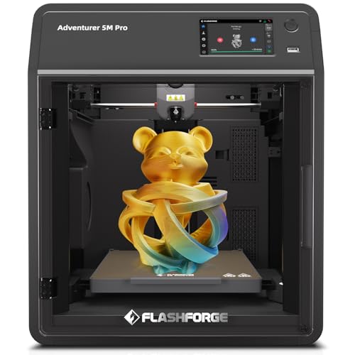 FLASHFORGE Adventurer 5M Pro 3D-Drucker 600mm/s Hochgeschwindigkeit, 1 Klick vollautomatische Nivellierung mit 0.4&0.6mm 280℃ Düsenbündel, Hilfskammerkühlung, geräuschloser Druck und Fernsteuerung von FLASHFORGE