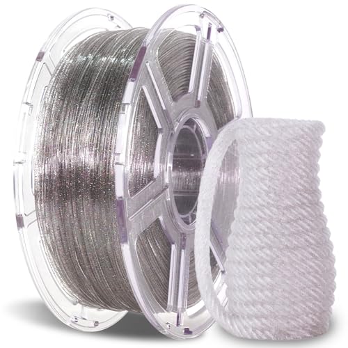 FLASHFORGE Sparkle Clear PLA Filament 1.75mm, 3D Drucker Filament Glänzendes Sparkle PLA mit Glitter, 1KG (2.2lbs) Transluzente Spule, Maßgenauigkeit +/- 0.02mm, Glänzende und schillernde Filamente von FLASHFORGE
