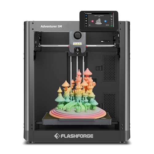 Flashforge Adventurer 5M 600mm/s Hochgeschwindigkeits-3D-Drucker mit Auto-Kalibrierung, Schnellwechseldüse + PEI-Platte – 220x220x220mm Bauraum für Modellbau/Prototyping von FLASHFORGE