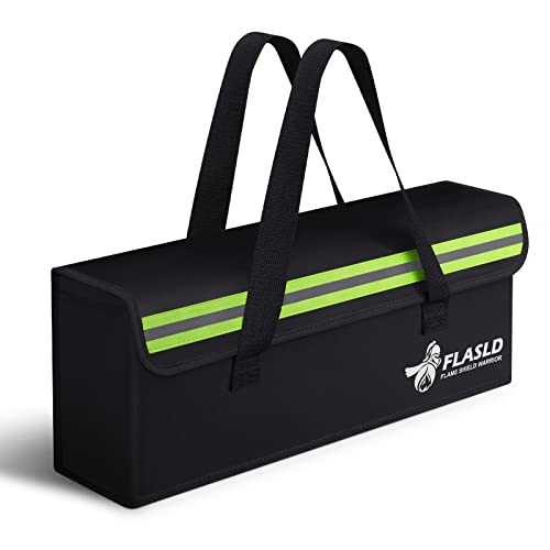 FLASLD E-Bike Akku Tasche Feuerfest Explosionsgeschützte Lipo Safe Bag Für Lagerung, Ladung und Transport, Extra Groß Akku sicherheitsbox 49 x 11 x 18 cm von FLASLD