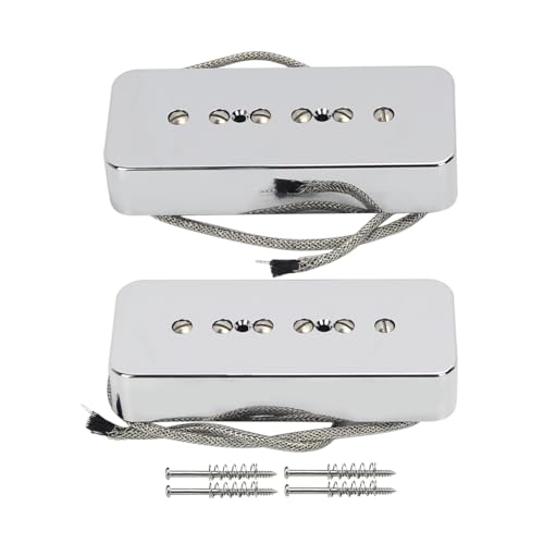 Alnico 5 P90 Soapbar Single Coil Pickup Hals Steg Pickups Set Tonabnehmer für LP P90 E-Gitarre, Chrom von FLEOR