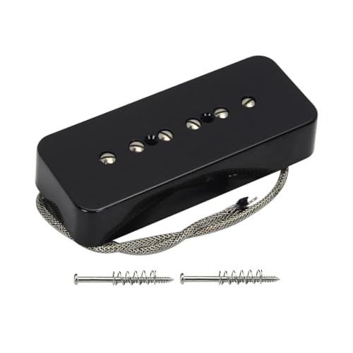 FLEOR Alnico 5 P90 Seifenstück Single-Coil-Hals-Tonabnehmer Single-Coil-Tonabnehmer für LP E-Gitarre, schwarz von FLEOR