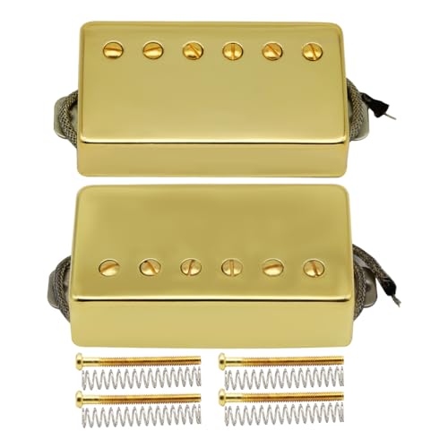 FLEOR Alnico5 Gitarren-Humbucker-Tonabnehmer-Set Goldene Steg- und Hals-Tonabnehmer Kompatibel mit Gitarrenparts im LP-Stil von FLEOR
