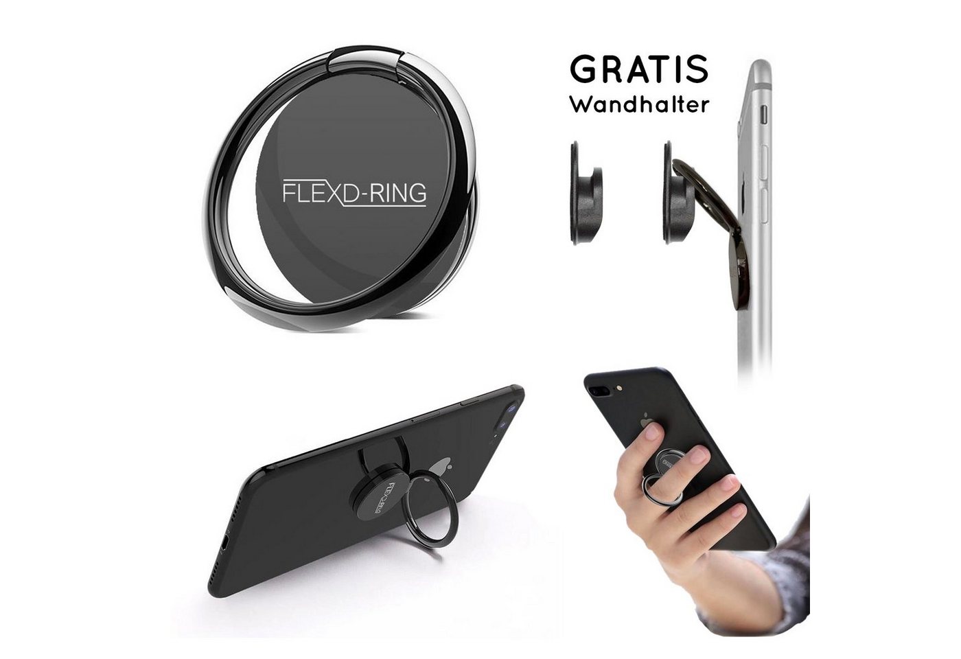 FLEXD-X FLEXD-RING Smartphone-Halterung, (Handy Ständer Smartphone Ring Halterung) von FLEXD-X