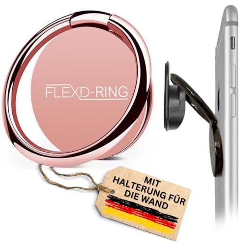 Hochwertiger Ring Handy Fingerhalter Handy-Ring 360° Ringhalter Handy Ständer Ring Halterung inkl. 2X Wandhalterung FLEXD-Ring (Rosa) von FLEXD-X