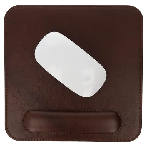 FLEXIBILITE®️Mousepad mit Handauflage I Echt Leder I rutschfest Computer Mauspad 2024 (Braun) Ergonomisches Mousepad mit Handgelenkauflage von FLEXIBILITE