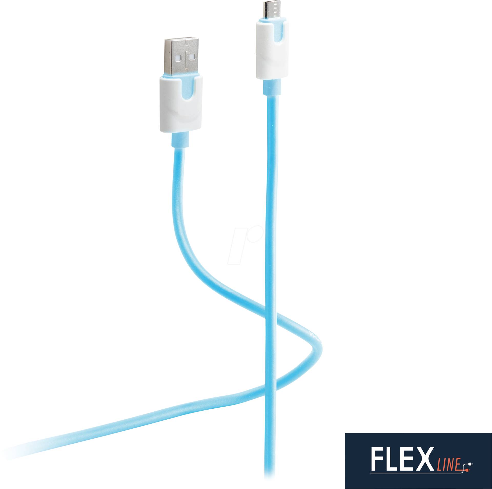 FLX FL31-72031 - USB-Ladekabel A Stecker auf USB Micro B, blau, 2m von FLEXLINE