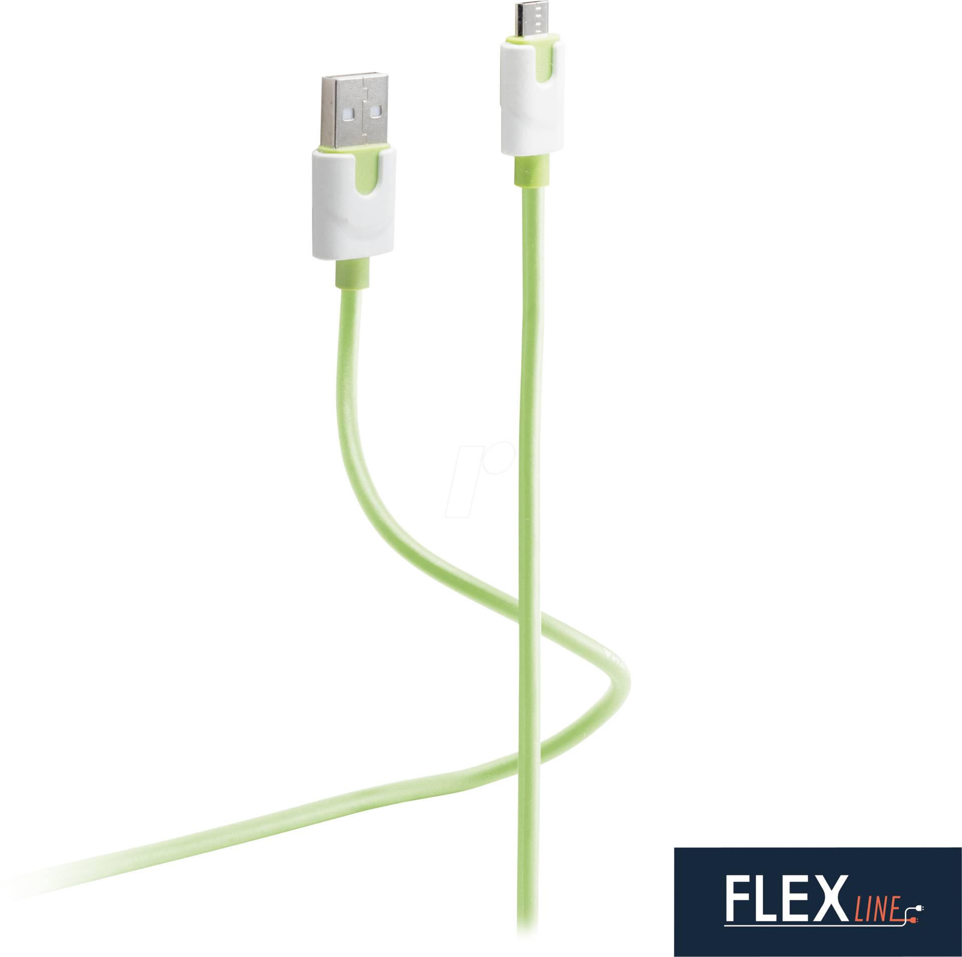 FLX FL31-72033 - USB-Ladekabel A Stecker auf USB Micro B, grün, 2m von FLEXLINE