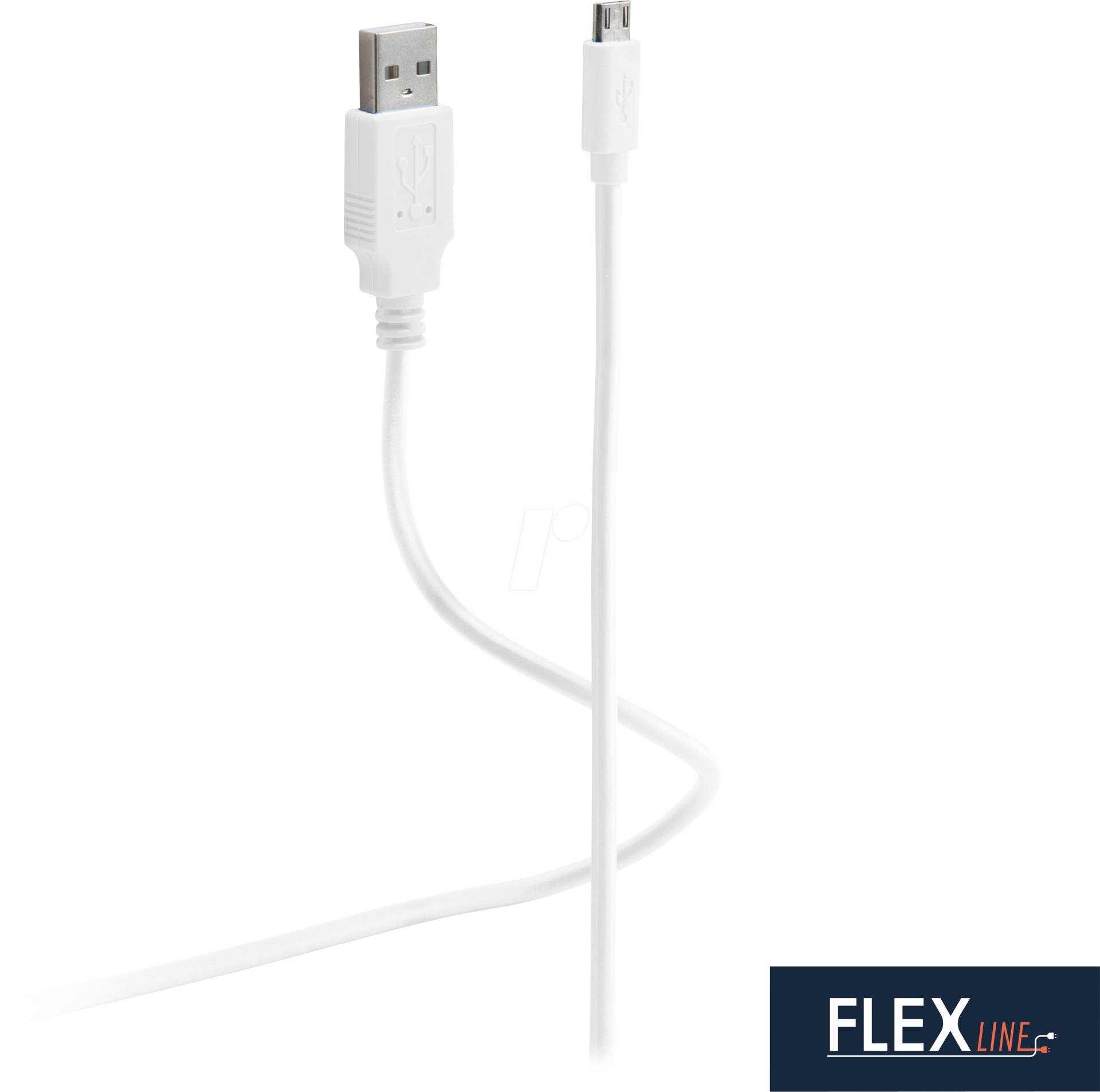 FLX FL31-72186 - USB-Lade-Synckabel USB A auf micro B weiß, 1,8m von FLEXLINE