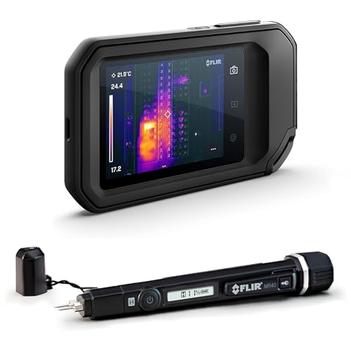 FLIR C5 Kompakte Wärmebildkamera mit WLAN: hochauflösender Infrarot-Imager für Inspektionen + FLIR MR40 Feuchtigkeitsstift und Taschenlampe, tragbares Einzelskalen-Paket von FLIR