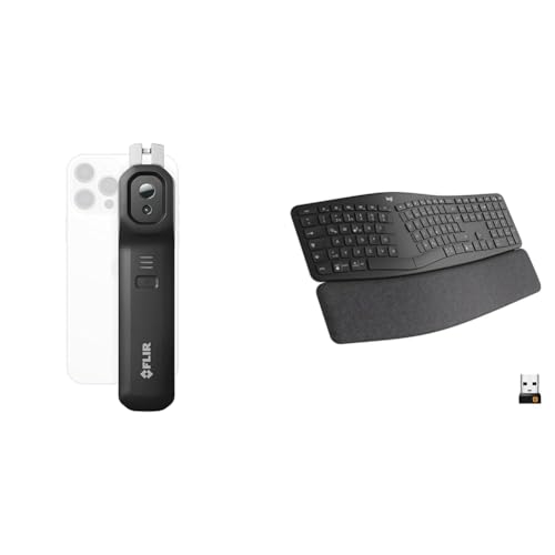 FLIR ONE EDGE PRO Wireless 160 × 120 IR camera with Ignite for iOS and Android & Logitech ERGO K860 kabellose ergonomische Tastatur – geteilte Tastatur von FLIR