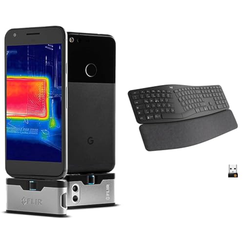 FLIR ONE Gen 3 - iOS - Thermal Camera for Smart Phones - with MSX Image Enhancement Technology & Logitech ERGO K860 kabellose ergonomische Tastatur – geteilte Tastatur von FLIR